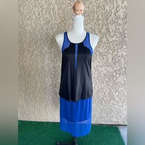 Helmut Lang Blue and Black Sheer Sleeveless Maxi Dress, Size Small, NWT